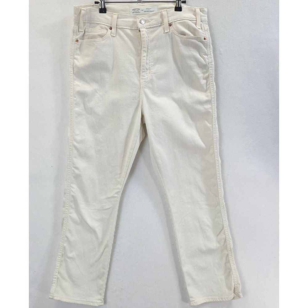 Signature Levi Strauss Heritage High Rise Straight Jeans Cream Women 14 Classic